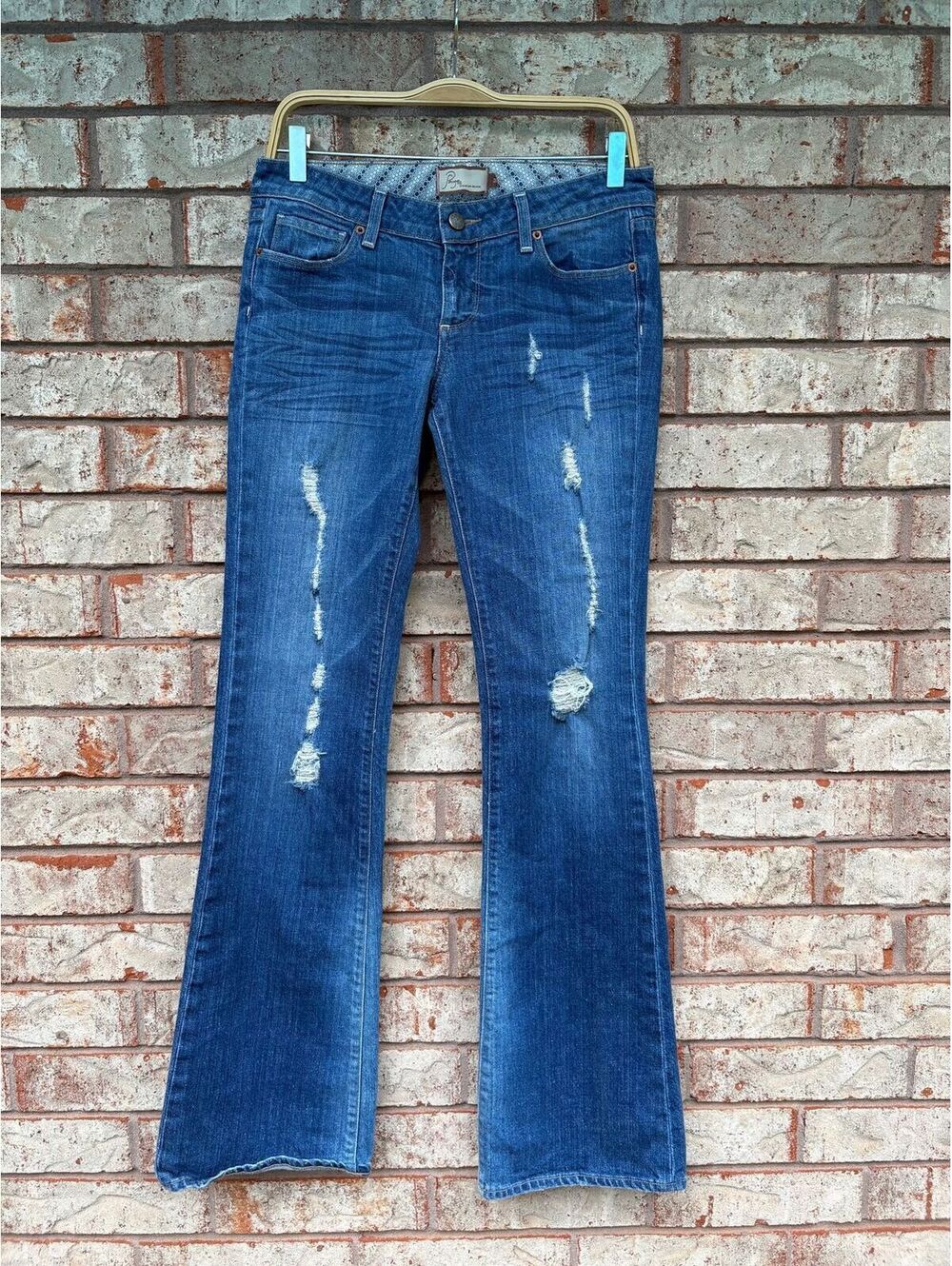 Paige Premium Women's Distressed Denim Blue Jeans Laurel Canyon Size 28 Tall